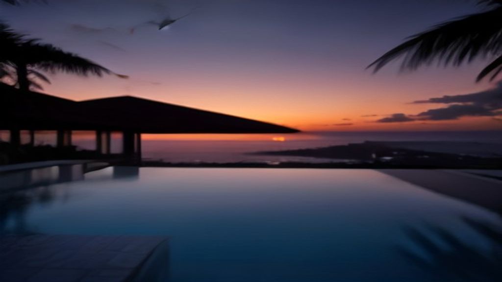 The vanishing-edge pool at dusk